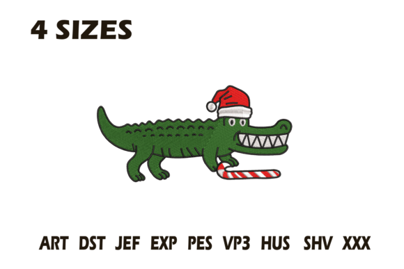 Christmas Alligator Santa Hat Embroidery
