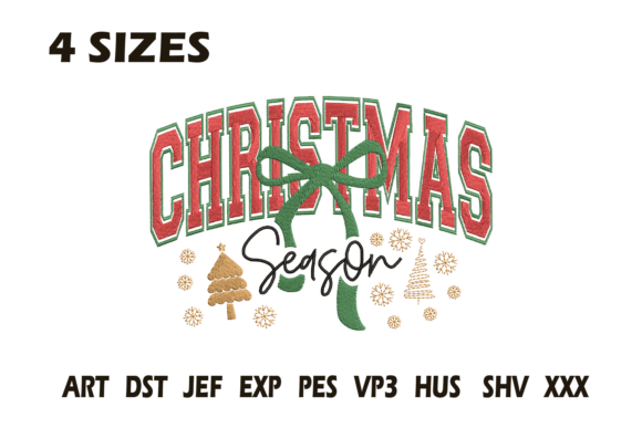 Christmas Season Bow Embroidery Design