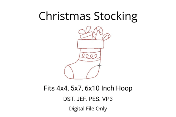 Christmas Stocking - Redwork Embroidery