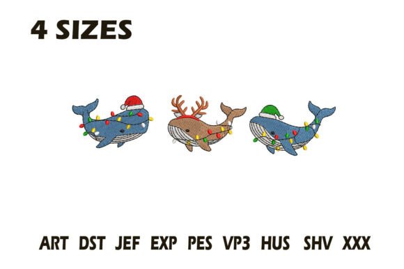 Christmas Whale Trio Embroidery