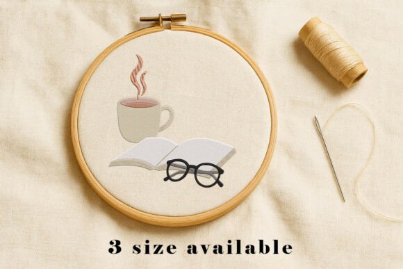 Coffee Book Glasses Embroidery Set