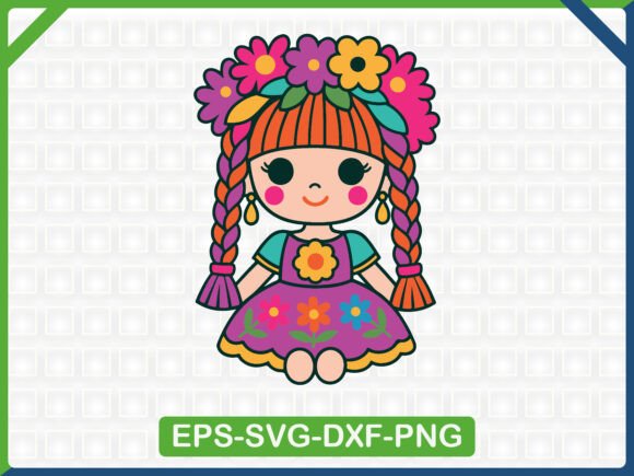 Colorful Mexican Doll Embroidery SVG