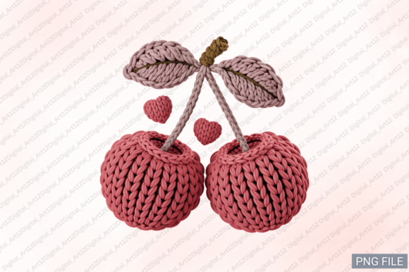 Cute Cherry Heart Embroidery PNG Design