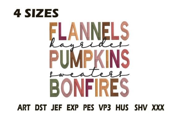 Flannels Pumpkins Bonfires Embroidery
