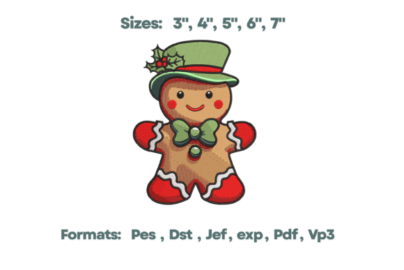 Gingerbread with Hat Embroidery