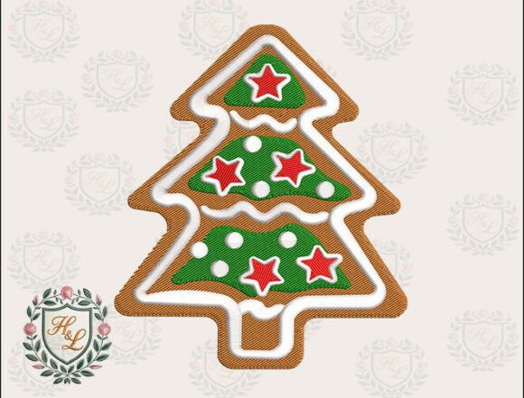 Gingerbread Xmas Tree Embroidery Files