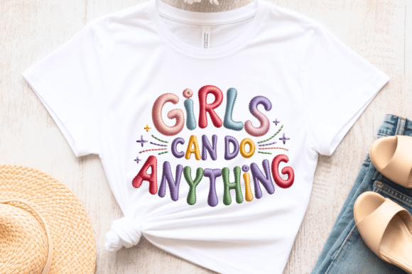 Girls Can Do Anything Embroidery PNG
