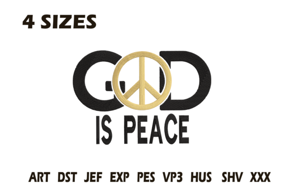 God is Peace Religious Faith Embroidery