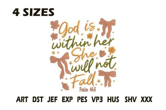 God is Within Her Embroidery Design