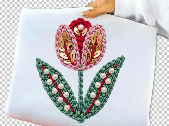 Hand Embroidery Tulip Stitch Design PNG