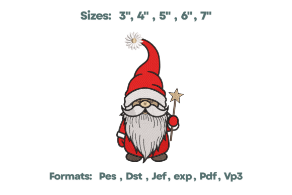 Magic Star Wand Gnome Embroidery Design