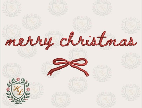 Merry Bow Christmas Embroidery Files
