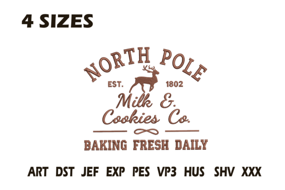 North Pole Milk Cookies Embroidery