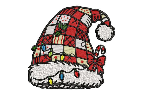 Patchwork Christmas Hat Embroidery