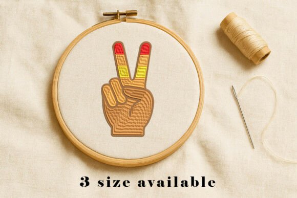 Peace Hand Retro Embroidery Design