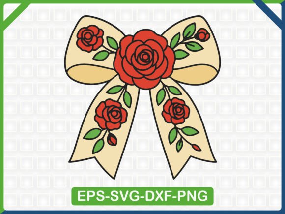 Red Rose Bow Embroidery SVG Design