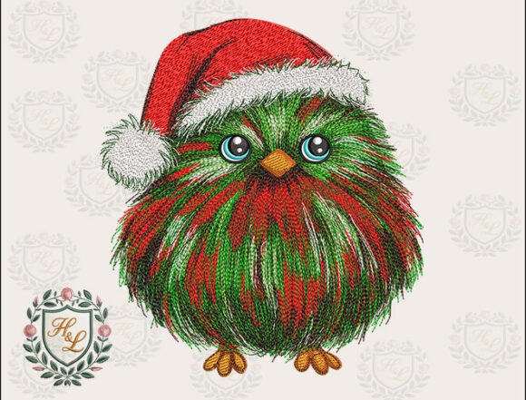 Santa Whimsical Bird Embroidery Files
