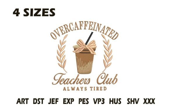 Teacher Coffee Club Embroidery File