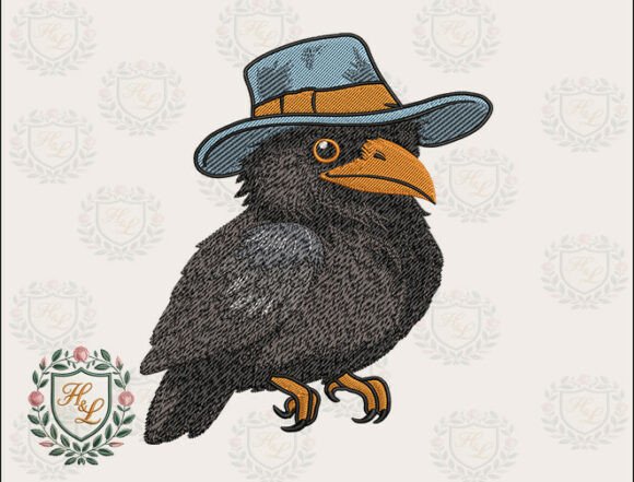 Western Cowboy Raven Embroidery Files