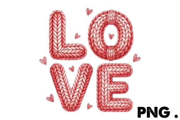 Yarn Faux Embroidery Valentine Love PNG
